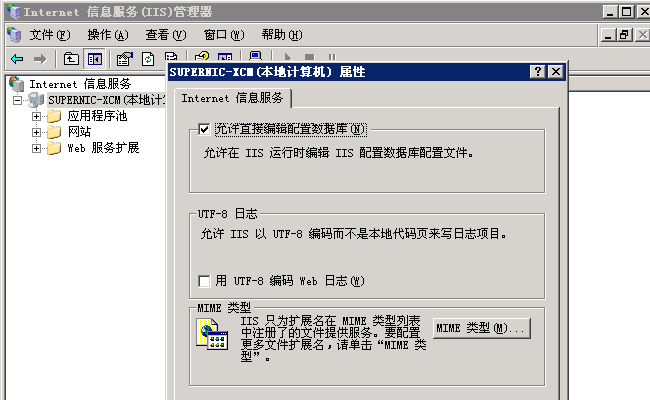 选上“允许直接编辑配置数据库”